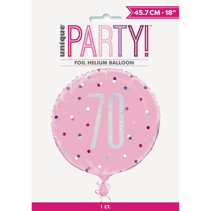 Palloncino ad elio 70 anni rosa 45 cm vuoto