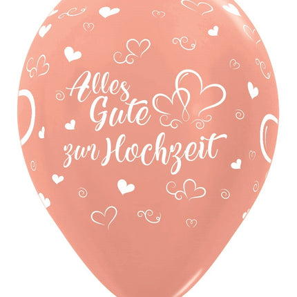 Palloncini Alles Gute zur Hochzeit Hearts Metallic Rose Gold 30cm 25pcs