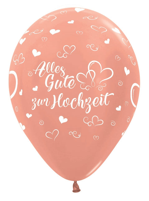 Palloncini Alles Gute zur Hochzeit Hearts Metallic Rose Gold 30cm 25pcs