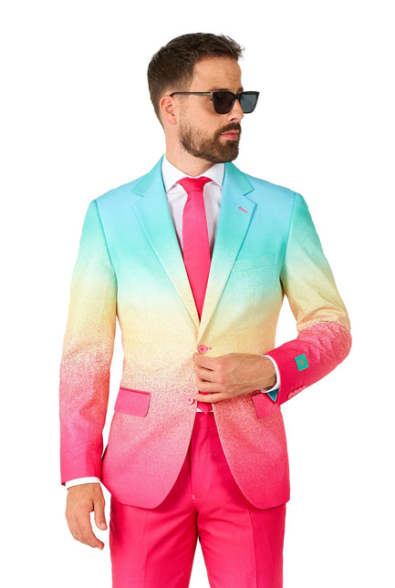 Tuta blu fucsia arcobaleno da uomo OppoSuits