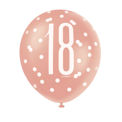 Palloncini 18 anni oro rosa 30cm 6pz