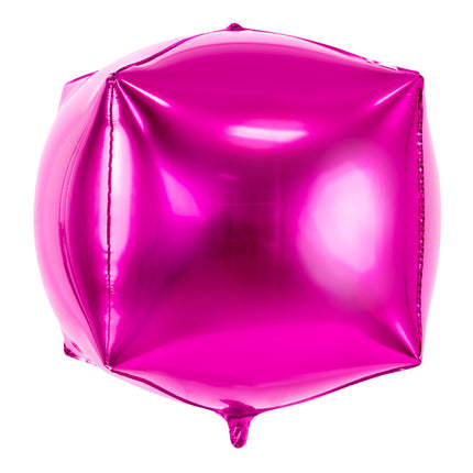 Cubo di palloncini ad elio fucsia vuoto 35 cm