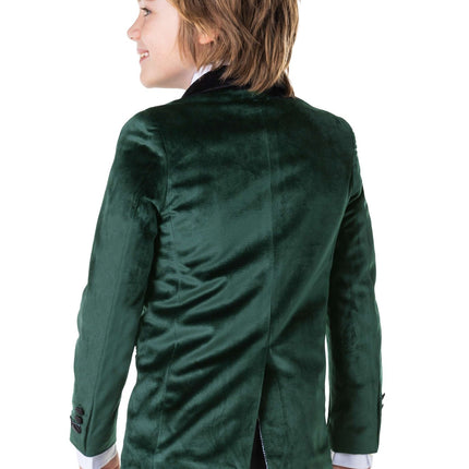 Blazer ragazzo di velluto verde scuro OppoSuits