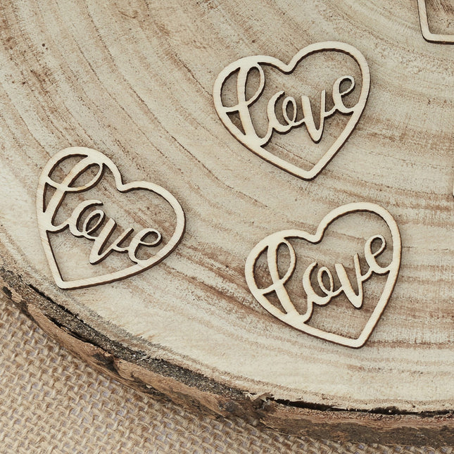 Coriandoli da tavolo Love Heart Wood 3,5 cm 24 pezzi