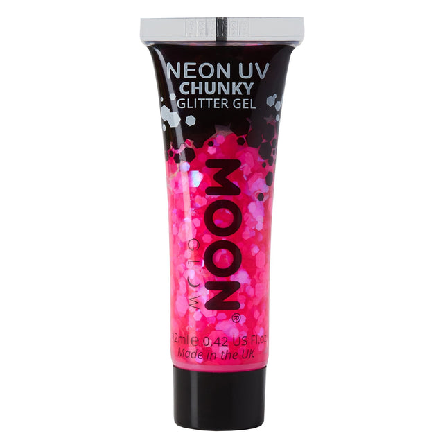 Moon Glow Neon UV Chunky Glitter Gel Magenta 12 ml