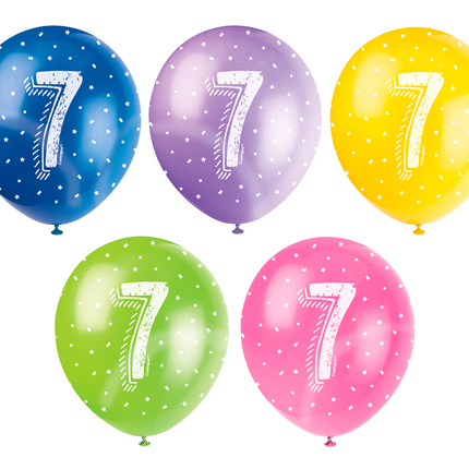 Palloncini 7 anni Coriandoli 30cm 5pz