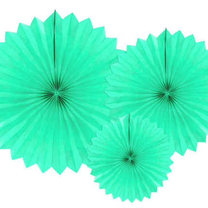 Ventagli di carta verde menta Set 20-40cm 3 pezzi