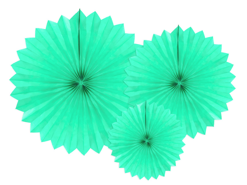 Ventagli di carta verde menta Set 20-40cm 3 pezzi