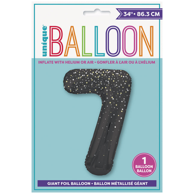 Palloncino figura 7 anni a pois neri 86cm