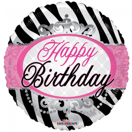 Palloncino ad elio Happy Birthday Zebra 45cm vuoto