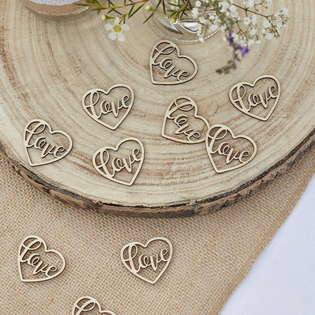 Coriandoli da tavolo Love Heart Wood 3,5 cm 24 pezzi