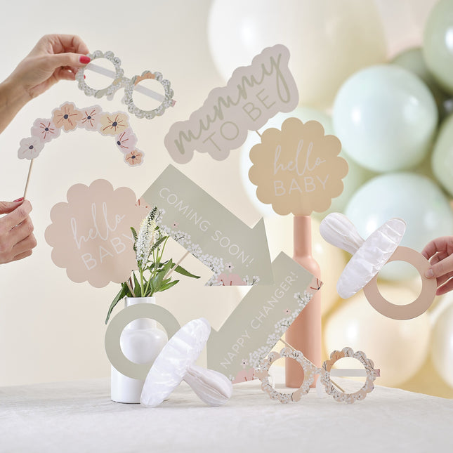 Oggetti di scena per Photobooth Baby Shower 10 pezzi