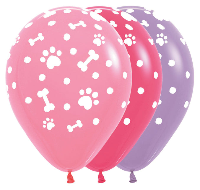 Palloncini Paw Prints Girl Mix 30cm 25pz