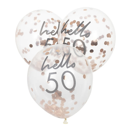 Palloncini con coriandoli oro rosa 50 anni 30cm 5pz