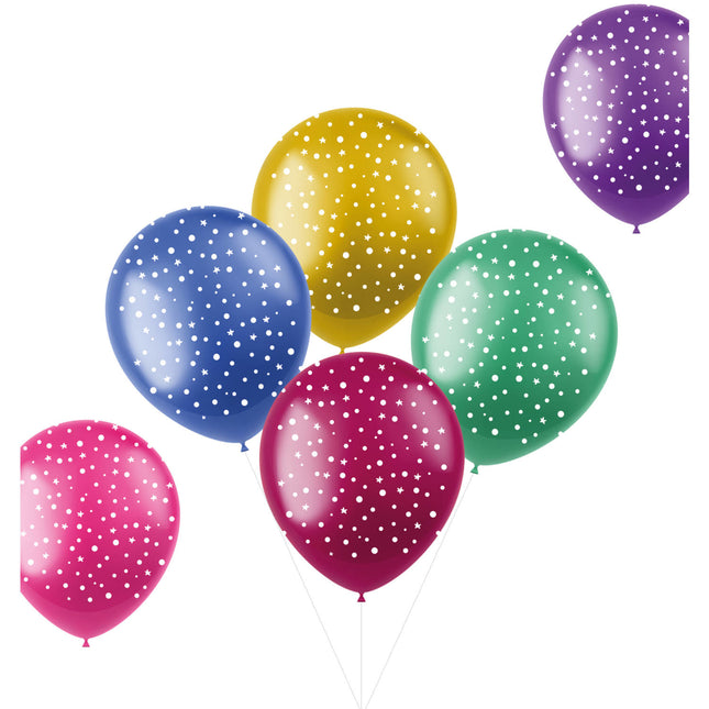 Palloncini Puntini e Stelle Colorati 33cm 6pz