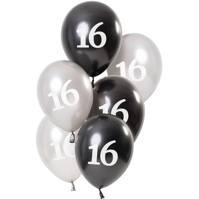 Palloncini 16 anni neri 23cm 6pz