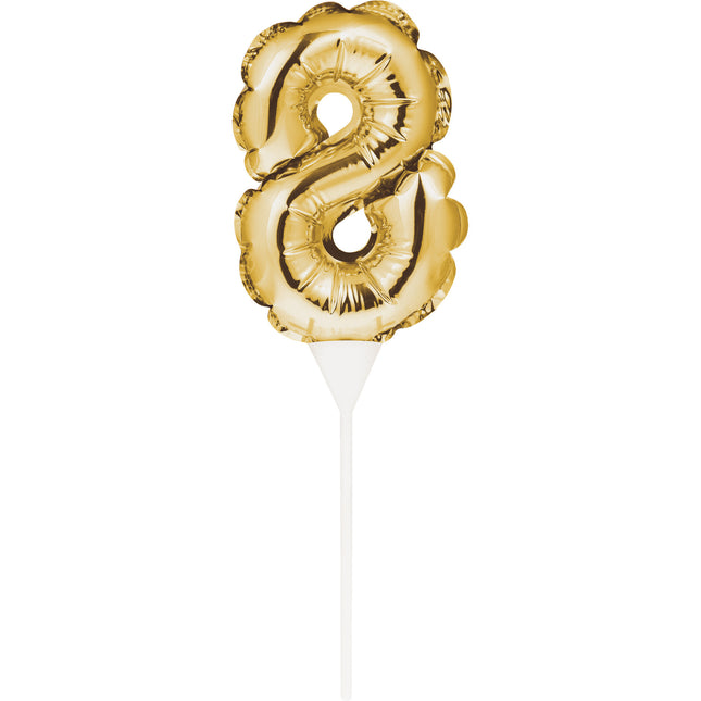 Palloncino in foil oro per torta 8 anni 13 cm