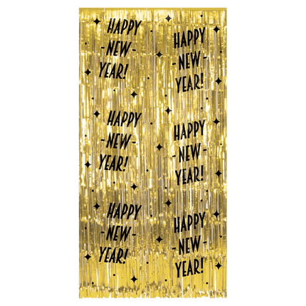 Tenda per porta Happy New Year Oro Nero