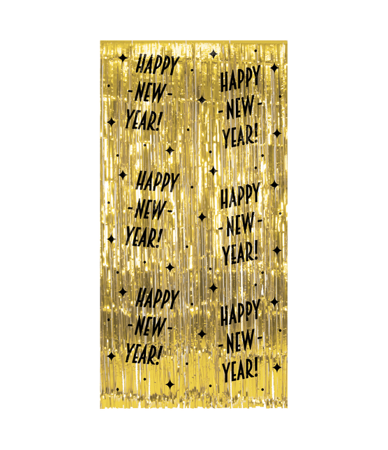 Tenda per porta Happy New Year Oro Nero