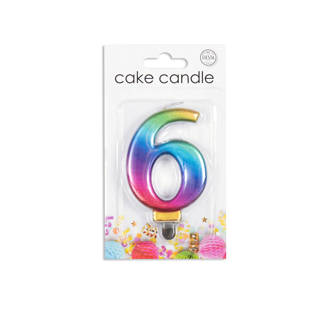 Candela 6 anni Arcobaleno 7 cm