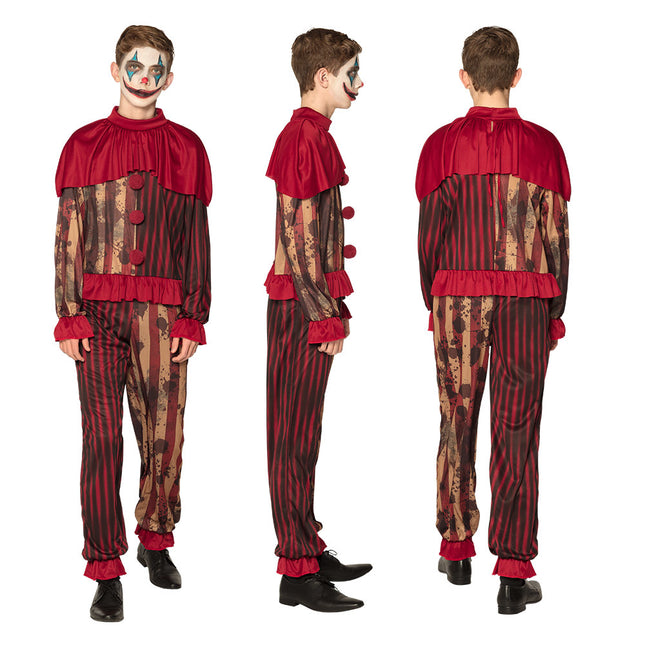 Costume da clown di Halloween rosso per adolescenti 14/16 anni