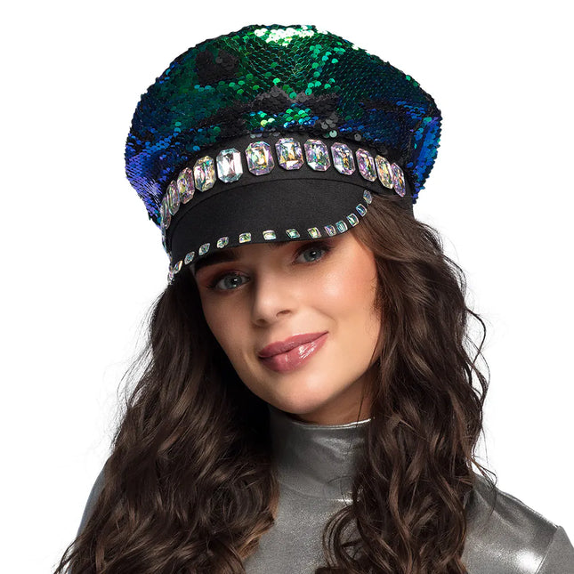 Cappello colorato con paillettes reversibile