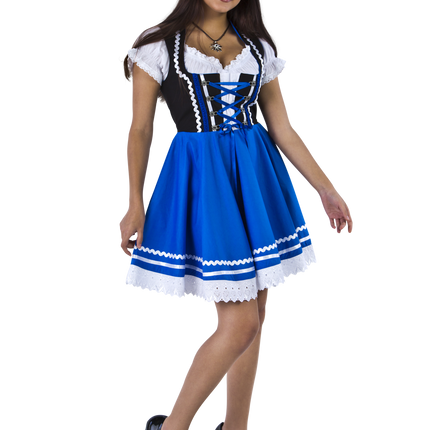 Dirndl 2-dlg., nero/blu, camicetta Carmen