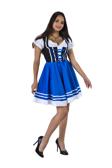 Dirndl 2-dlg., nero/blu, camicetta Carmen