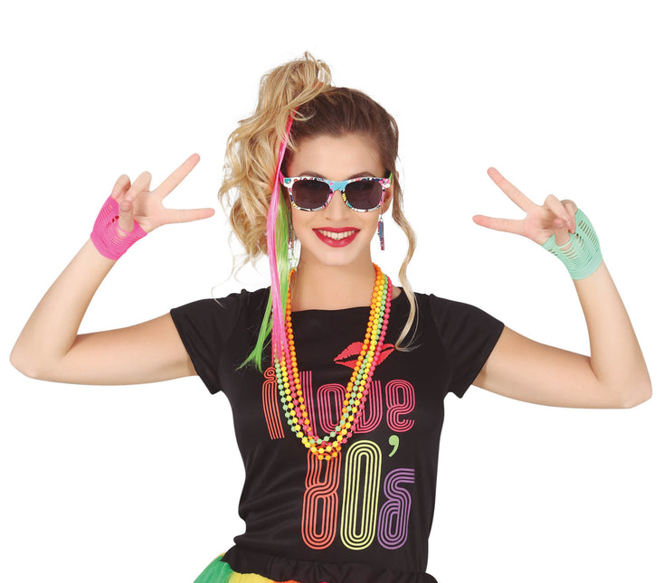 Set di accessori Neon 80s 8 pezzi