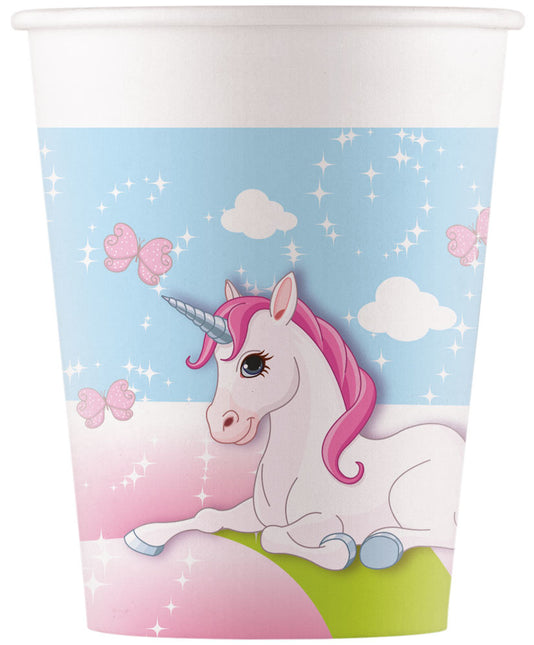 Bicchieri Unicorno di Carta 200ml 8pz