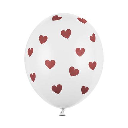 Palloncini bianchi a pois bordeaux 30 cm 6 pezzi