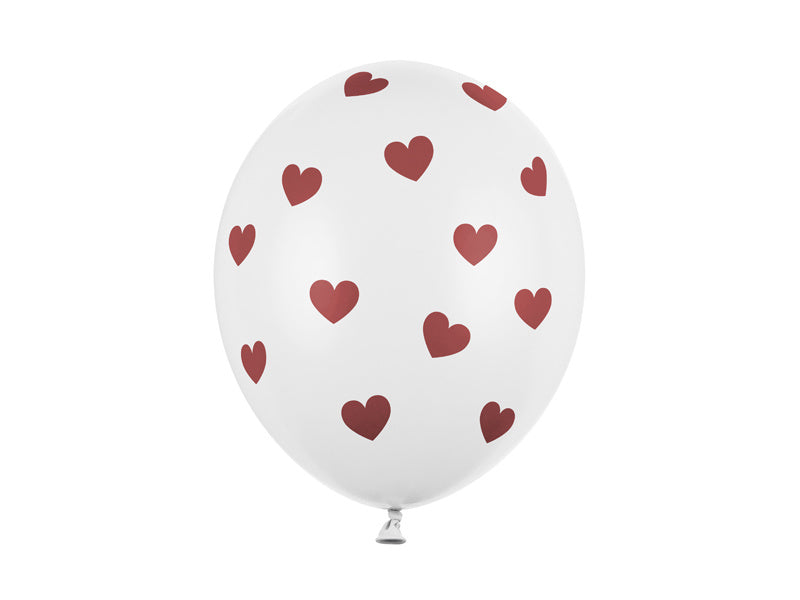 Palloncini bianchi a pois bordeaux 30 cm 6 pezzi