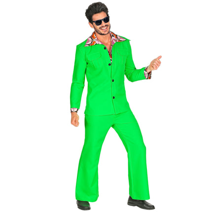 Costume Disco 70S Uomo Verde Neon