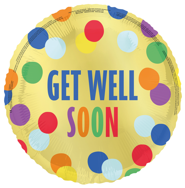 Palloncino ad elio colorato Get Well Soon 45 cm