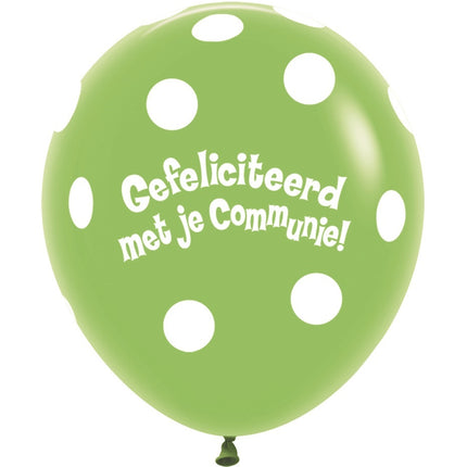 Palloncini comunione a pois verde lime 45 cm 25 pezzi