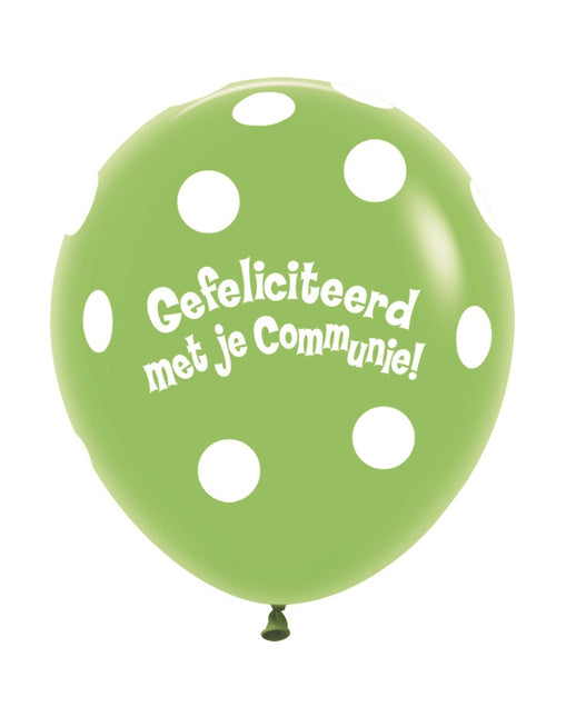 Palloncini comunione a pois verde lime 45 cm 25 pezzi