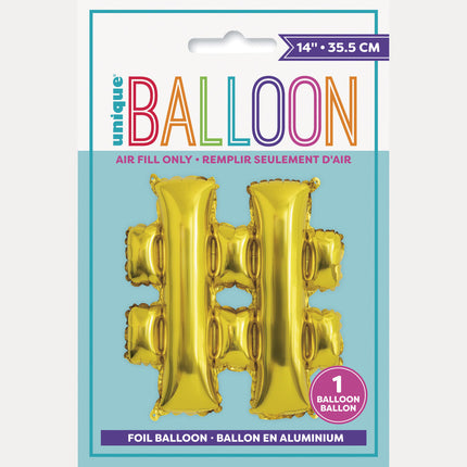 Palloncino in foil Hashtag Oro Vuoto 15,2 cm