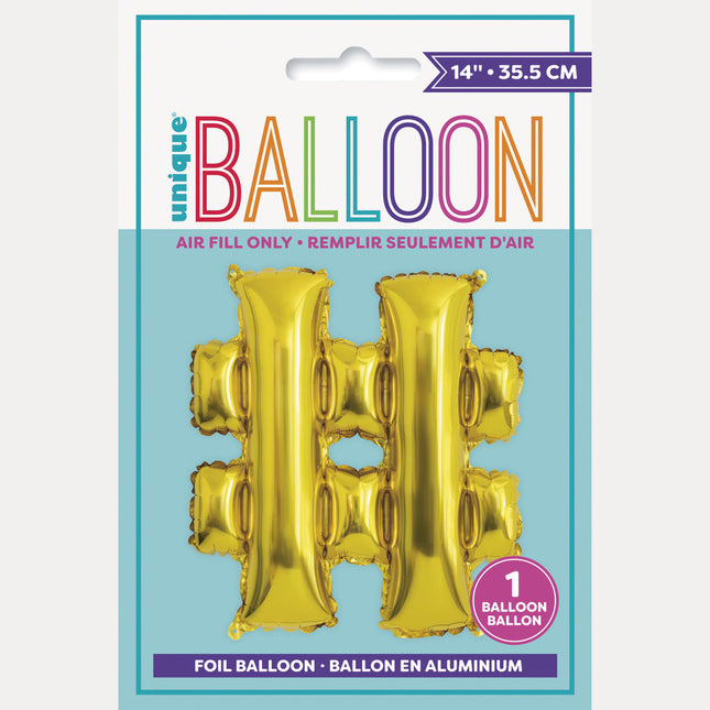 Palloncino in foil Hashtag Oro Vuoto 15,2 cm