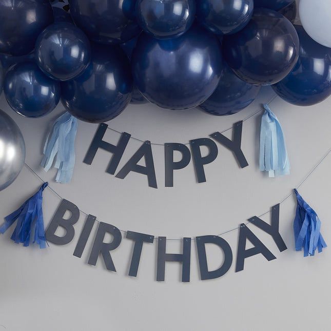 Nappe blu Happy Birthday Garland 1,5m