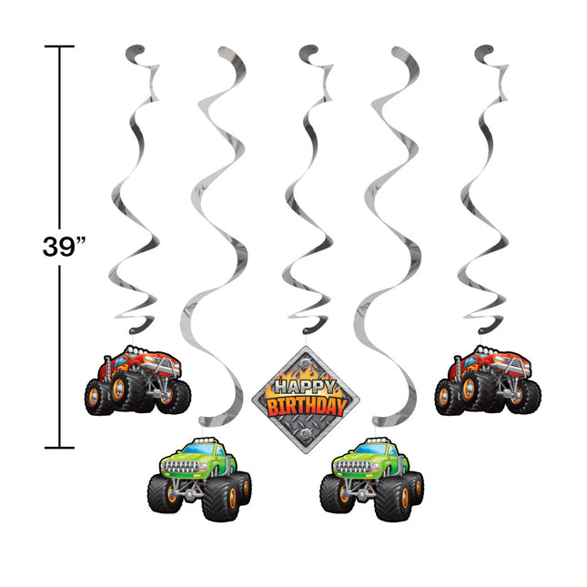 Decorazione da appendere Monster Truck 99cm 5 pezzi