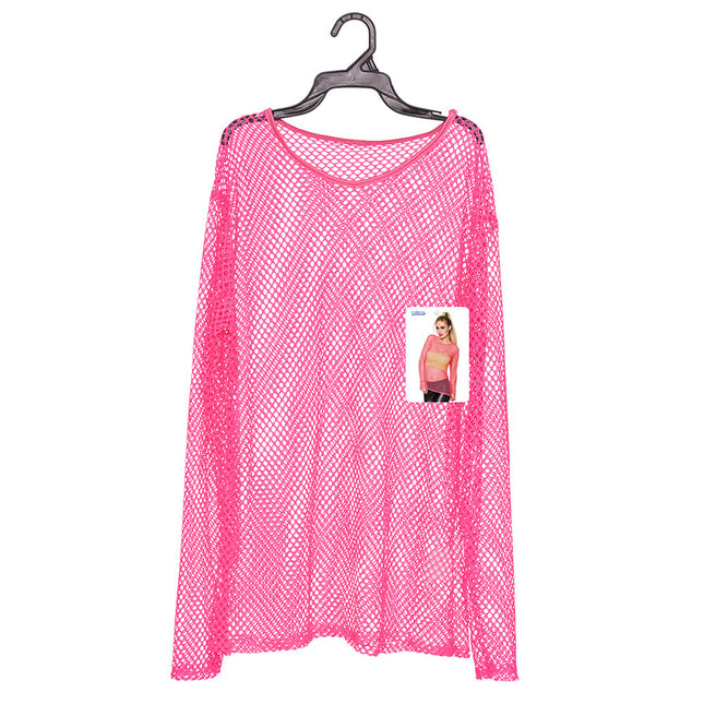 Camicia a rete rosa neon M/L