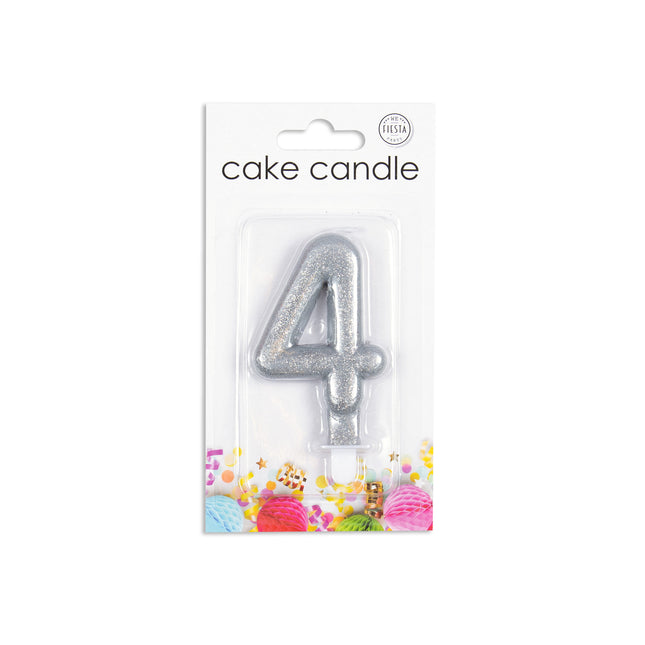 Candela 4 anni Argento Glitter 7cm