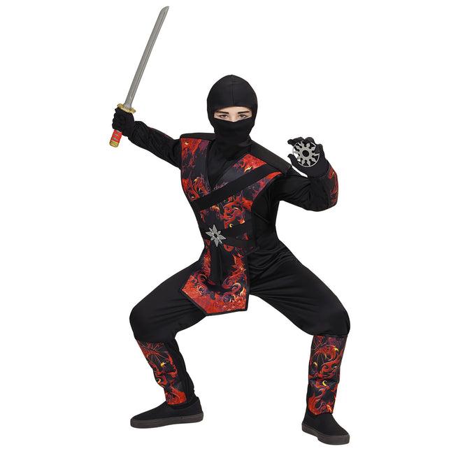 Costume da Ninja Nero Rosso Ragazzo