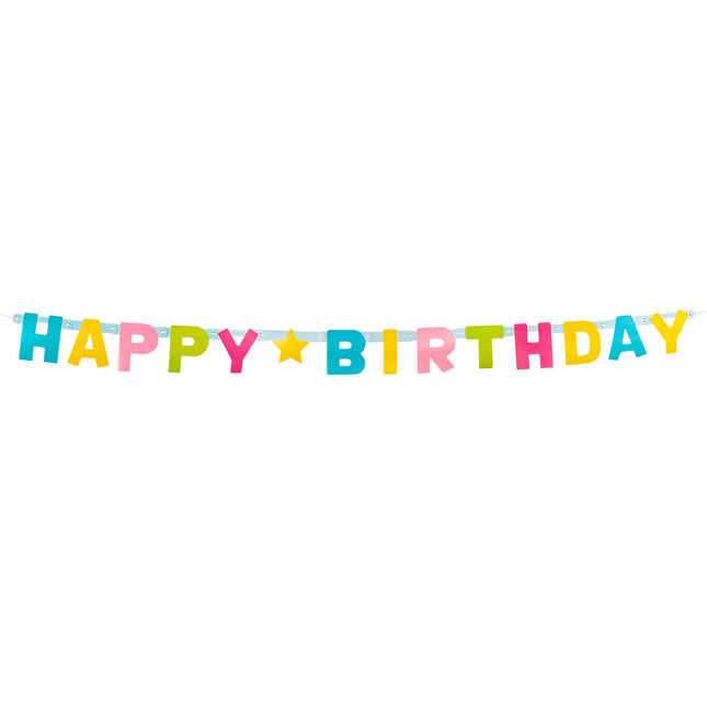 Ghirlanda di lettere di buon compleanno colorate 1,5 m