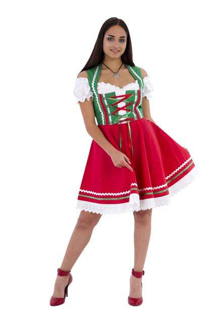 Dirndl 2-dlg., verde/rosso, camicetta Carmen