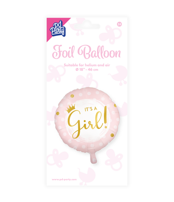 Palloncino ad elio nascita It's A Girl vuoto 45 cm