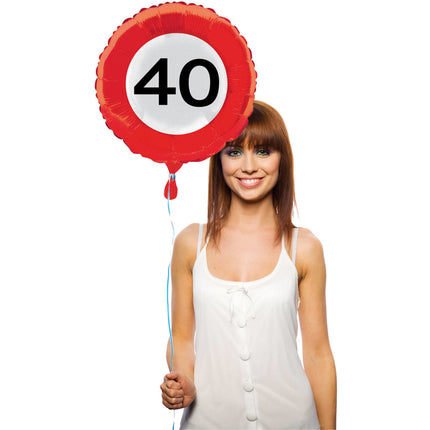 Palloncino ad elio 40 Years Traffic Sign 43cm vuoto