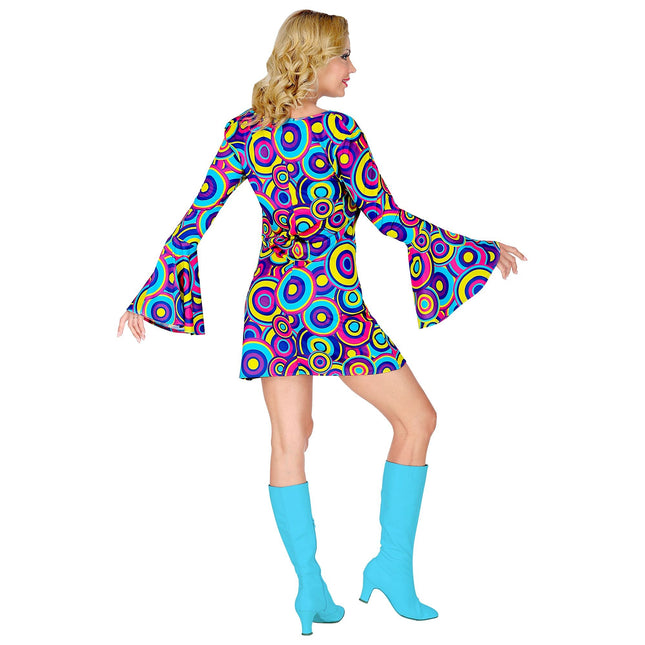 Disco 70S Dress Blue Purple Ladies