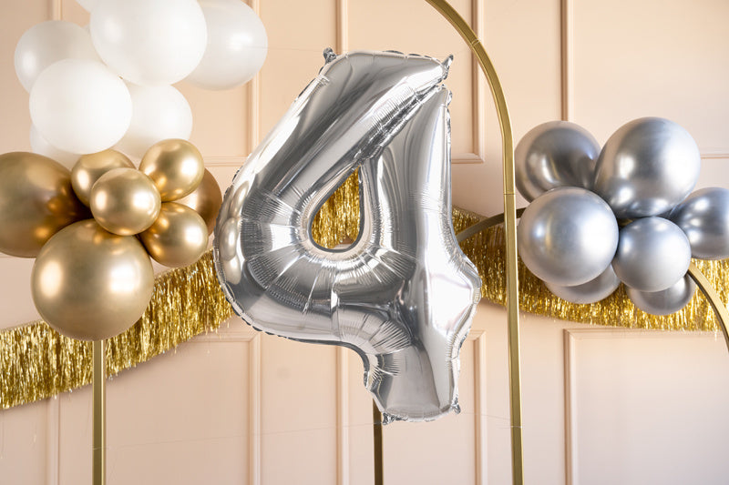 Palloncino in foil numero ''4'', 72 cm, argento