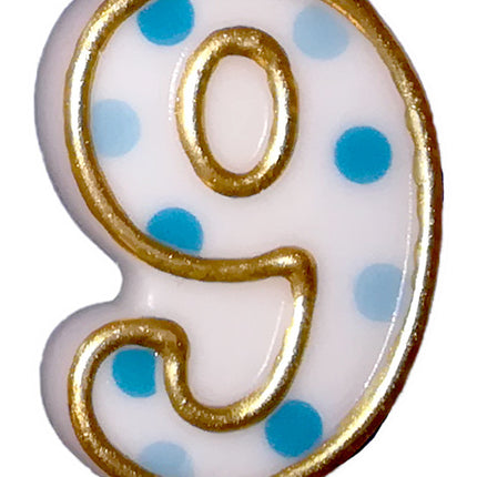 Candela 9 anni a pois blu 8,5 cm